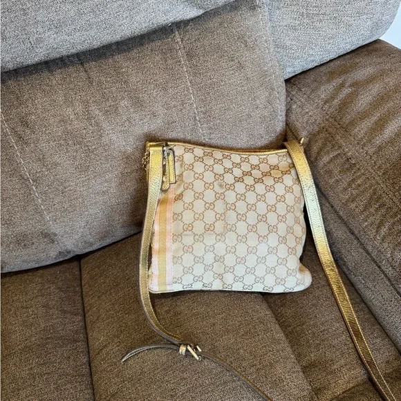 Gucci GG Canvas Metallic Gold Crossbody Bag - Picture 3 of 16
